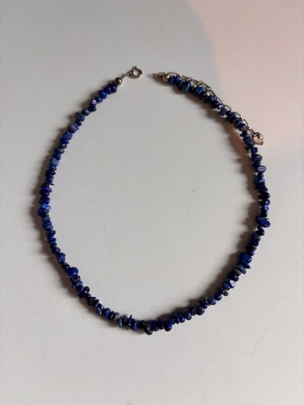 Quick Turquoise Inc blue lapis chip beads with sterling clasp